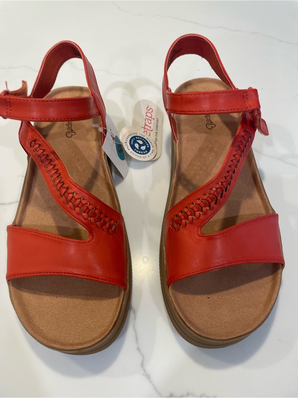 BareTraps Red Woven Strap Women’s Sandals